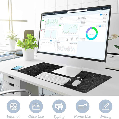 Large Mouse Pad Mat (35X17 In) Extended XXXL Gaming Mouse Pad with Non-Slip Rubber Base,Background Topographic Map Lines Contour Geographic for Gaming Office Laptop Computer Men Women