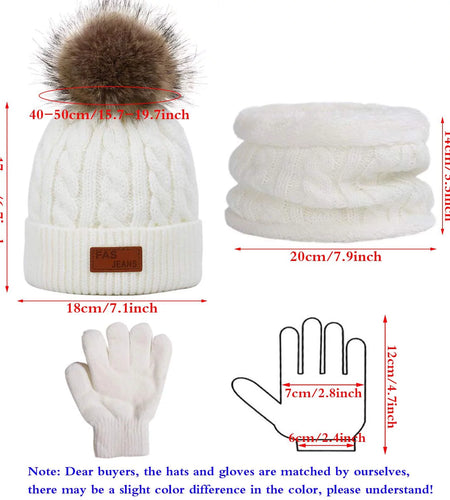 3Pcs Kids Toddler Winter Beanie Hat Scarf Gloves Set for Boys Girls Age 2-6, Warm Fleece Lining Hat Beanie Sets