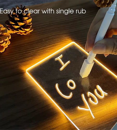 Transparent Luminous LED Night Lights USB Luminous Acrylic Night Light Erasable Write Message Board Calendar Desktop Ornaments