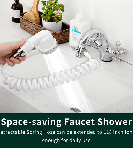 Sink Faucet Sprayer Attachment, Shower Head Attaches to Tub Faucet, Dog Bathing Hose Shower Set for Laundry Bathroom Kitchen