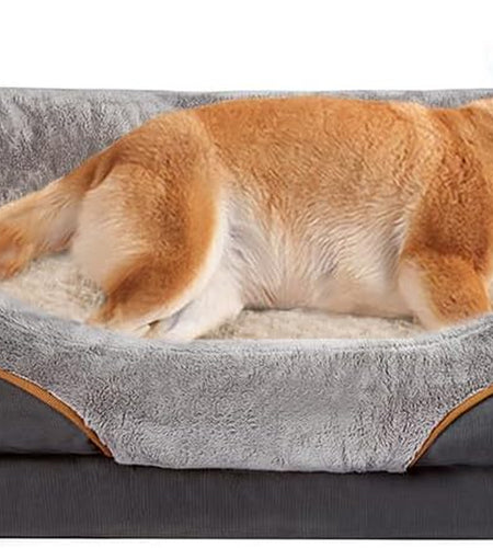 Large Memory Foam Dog Bed, Orthopedic Dog Bed & Sofa with Removable Washable Cover and Squeaker Toy as Gift