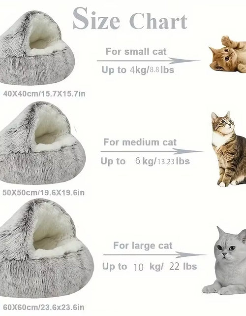 Load image into Gallery viewer, Winter Plush Pet Cat Bed round Cat Cushion Cat House 2 in 1 Warm Cats Basket Pet Sleep Bag Kitten Nest Kennel for Small Dog Cats
