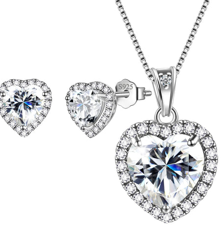 Green Heart Jewelry Sets Women Emerald May Birthstone Jewelry Set Necklace Earrings 925 Sterling Silver Fine Jewelry Birthday Mother'S Day Gifts