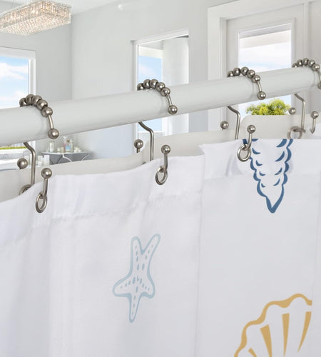 Shower Curtain Hooks, 12Pcs Shower Curtain Rings, Stainless Steel Roller Gliding Shower Hooks for Shower Curtain, Rustproof Shower Rings for Curtain, Shower Curtain, Shower Rod, Matte Nickel
