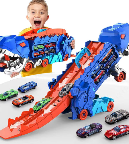 New Product Folding Dinosaur Transporter Car Competitive Game Roll to Eat Car Vehicle Racing Track with Mini Car Kid Gift Toy