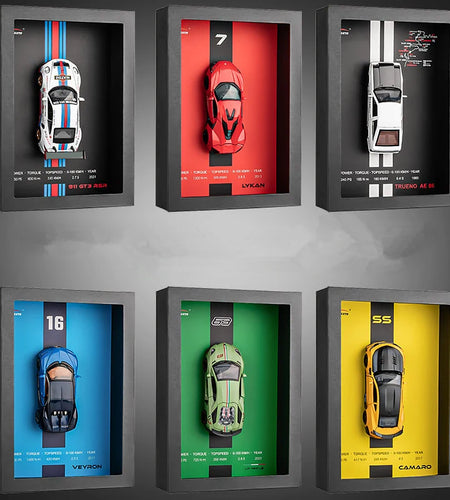 1:32 Photo Frame Version Alloy Metal Sports Car Model Simulation 3D Racing Car Hanging Painting Collection Kids Gifts Decoration