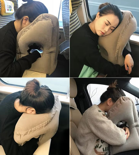 Upgraded Inflatable Air Cushion Travel Pillow Headrest Chin Support Cushions for Airplane Plane Car Office Rest Neck Nap Pillows