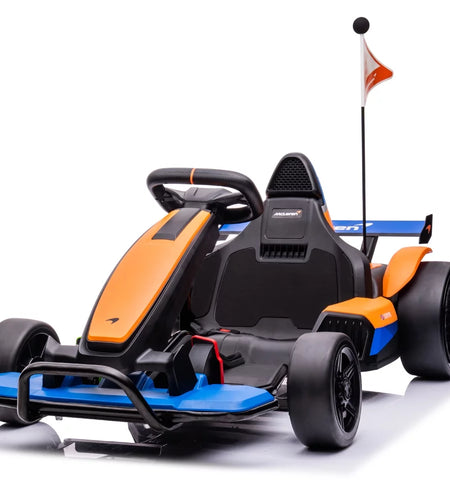Licensed Mclaren Kids Go Kart, 24V Battery Powered Ride on Car Toy with Bluetooth Function, Safety Belt, LED Lights, Two-Mode Electric Go Cart, Drift Racer Car for Boys Girls